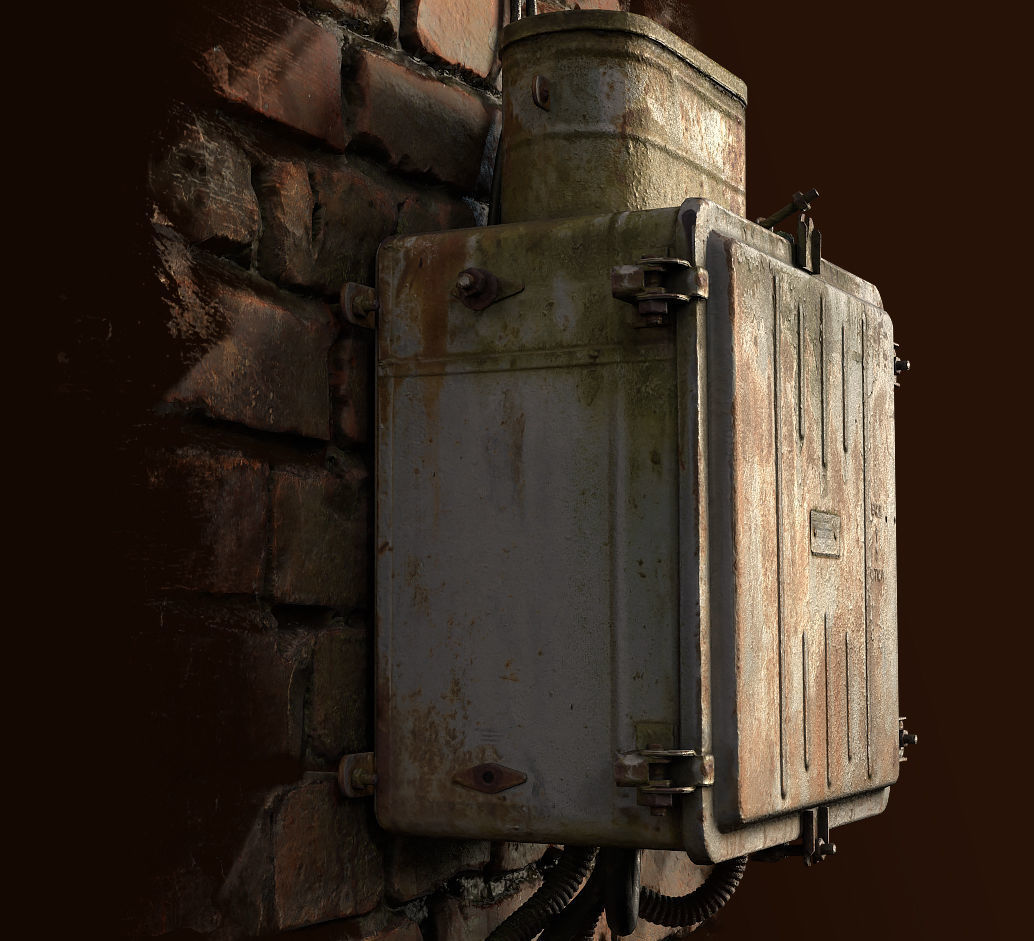 Electric fuse box v1 Low-poly 3D model_1