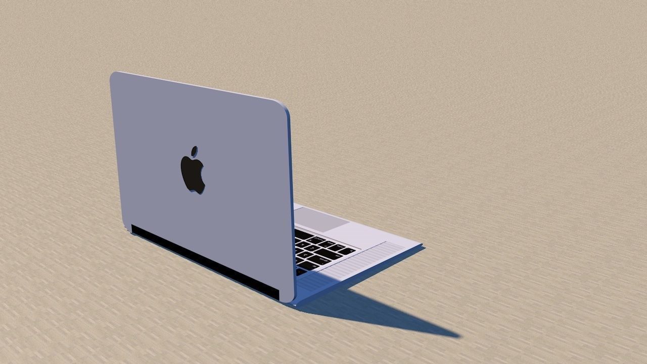 Mac 3d Model apple laptop in desert 3D print model_3