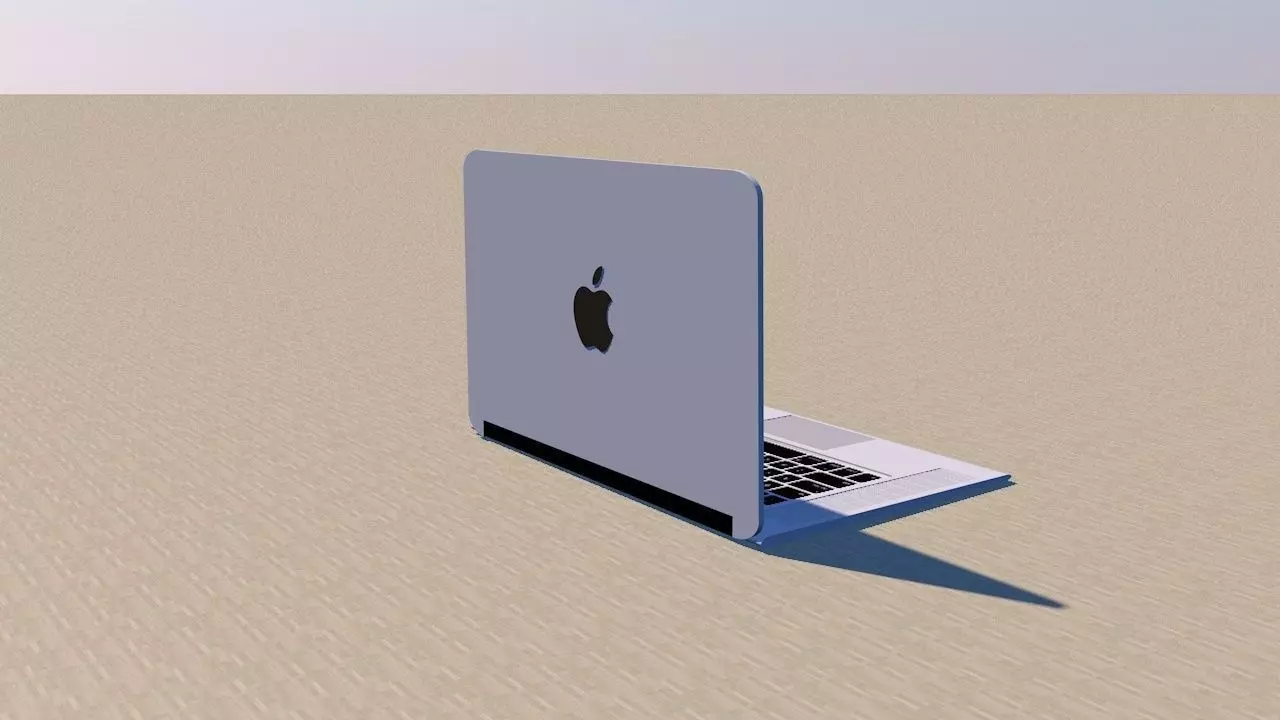 Mac 3d Model apple laptop in desert 3D print model_0