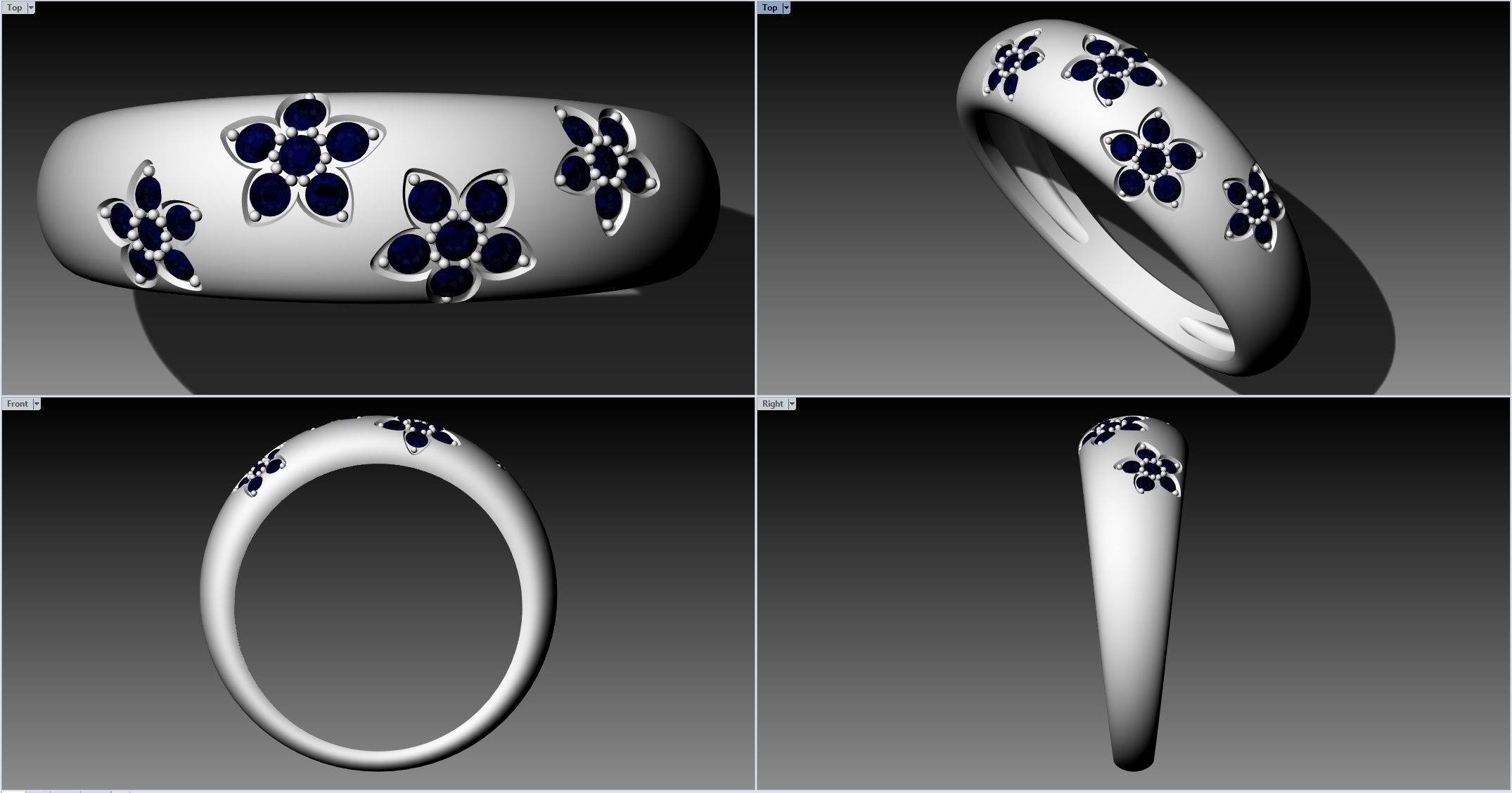 Ring with flower 3D print model_1