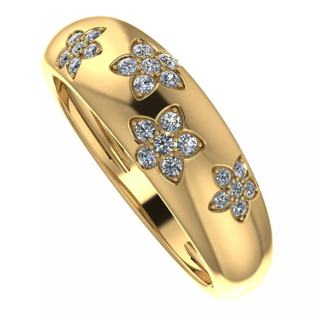 Ring with flower 3D print model_0