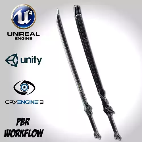 Dark Long Blade - Remake Low-poly 3D model