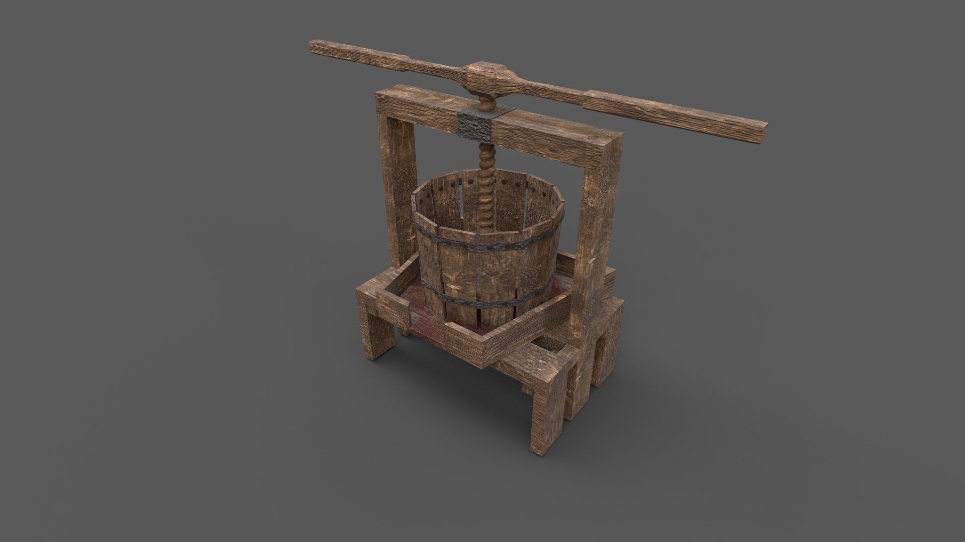 Medieval Wine Press Low-poly 3D model_1
