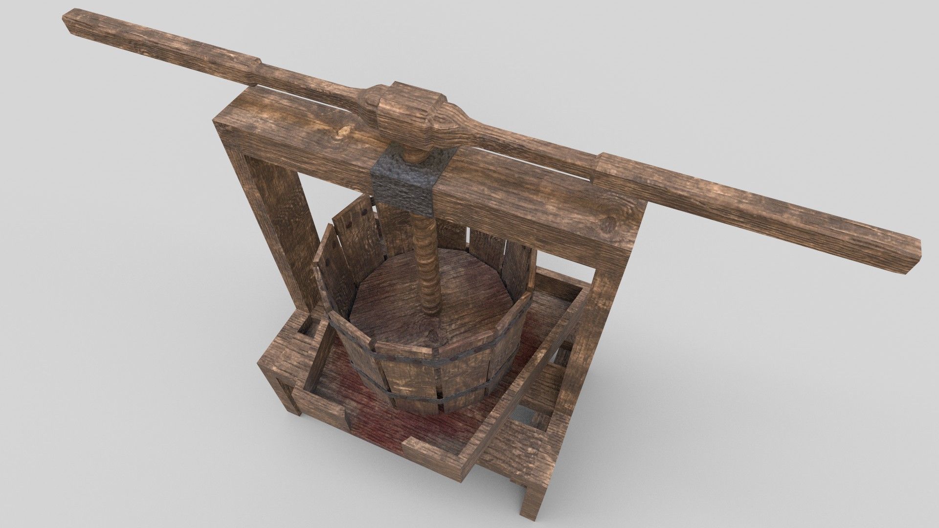 Medieval Wine Press Low-poly 3D model_4