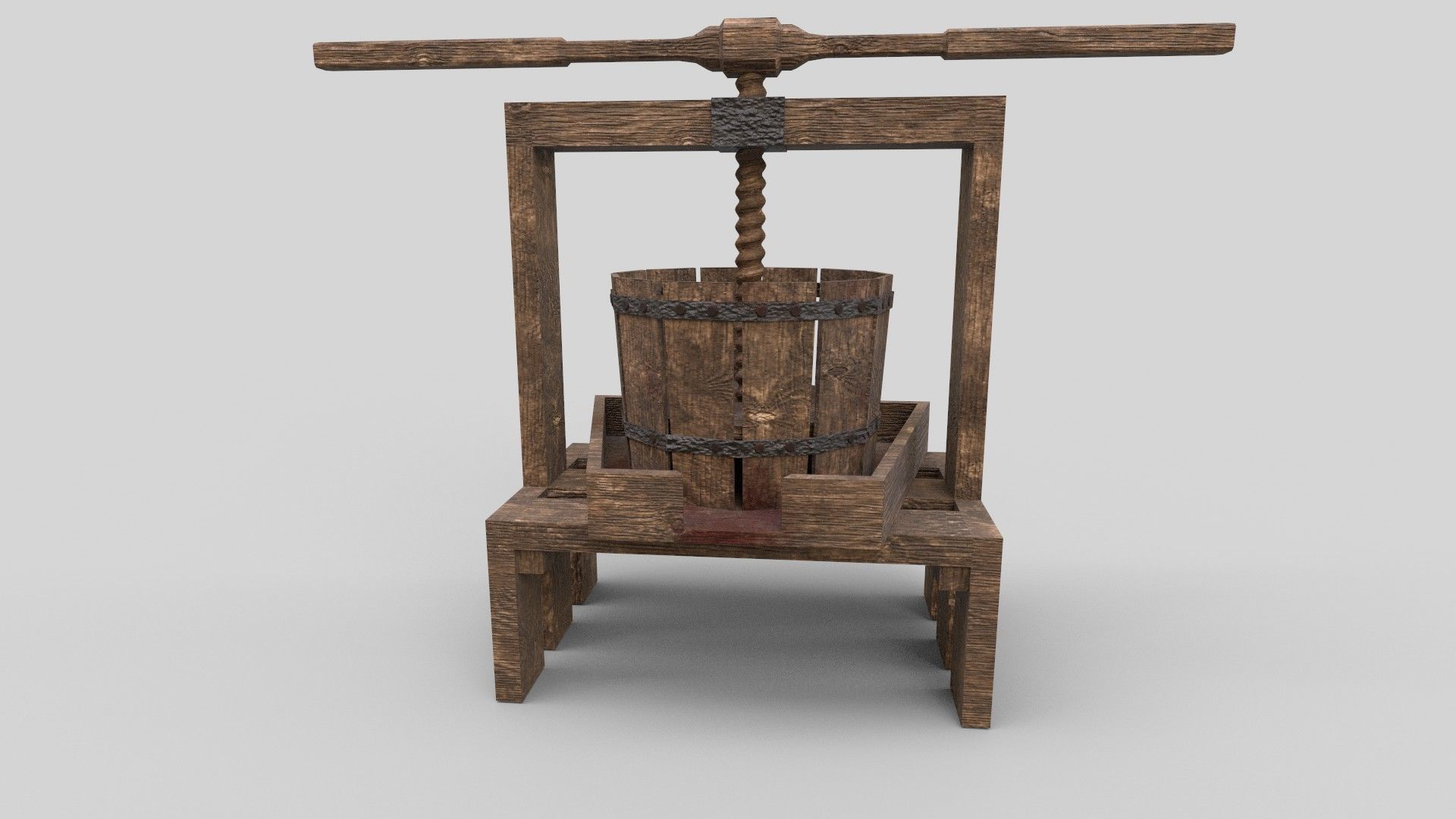 Medieval Wine Press Low-poly 3D model_2