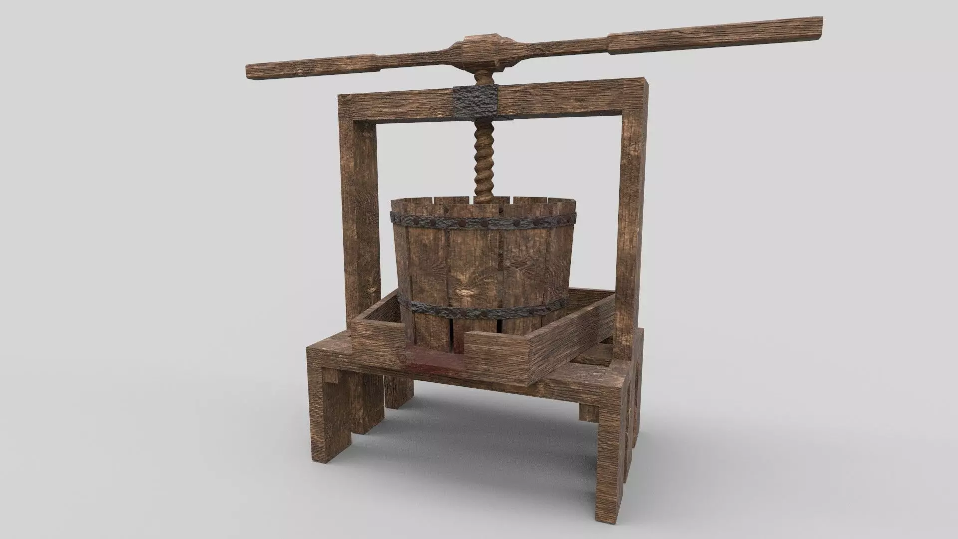 Medieval Wine Press Low-poly 3D model_0