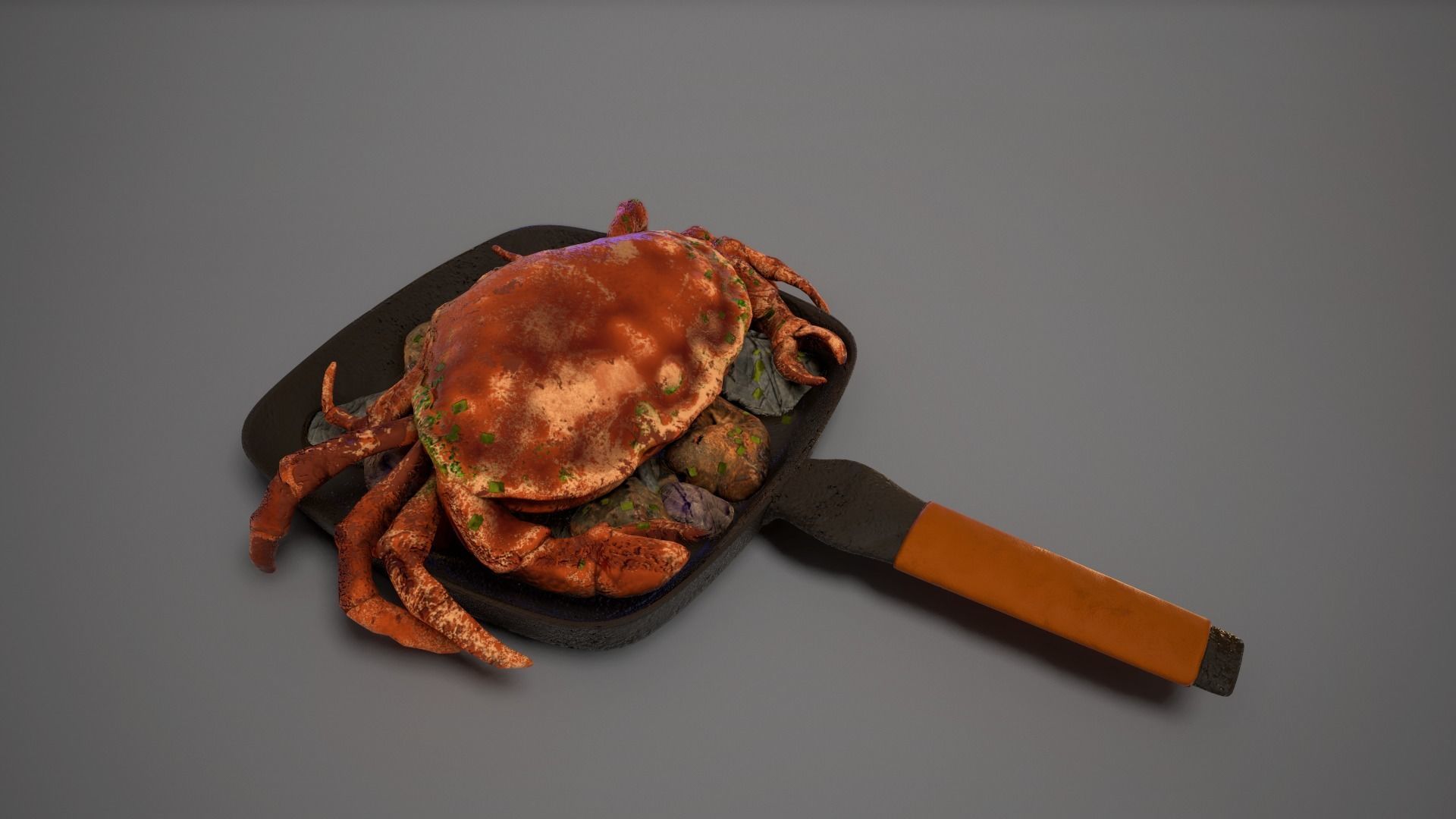Boiled Crab in a Frying Pan 3D model_5