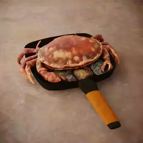 Boiled Crab in a Frying Pan
