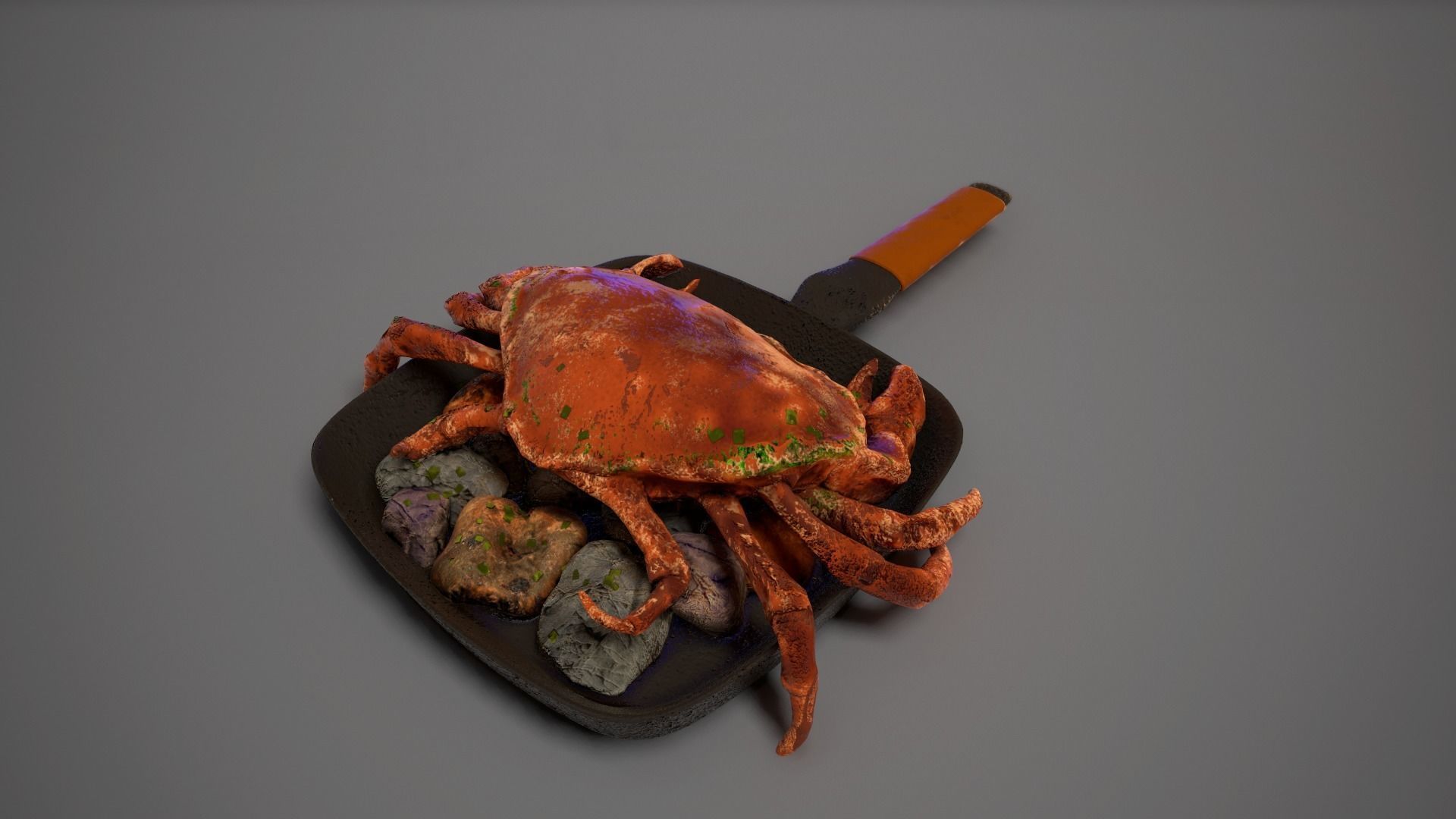 Boiled Crab in a Frying Pan 3D model_6