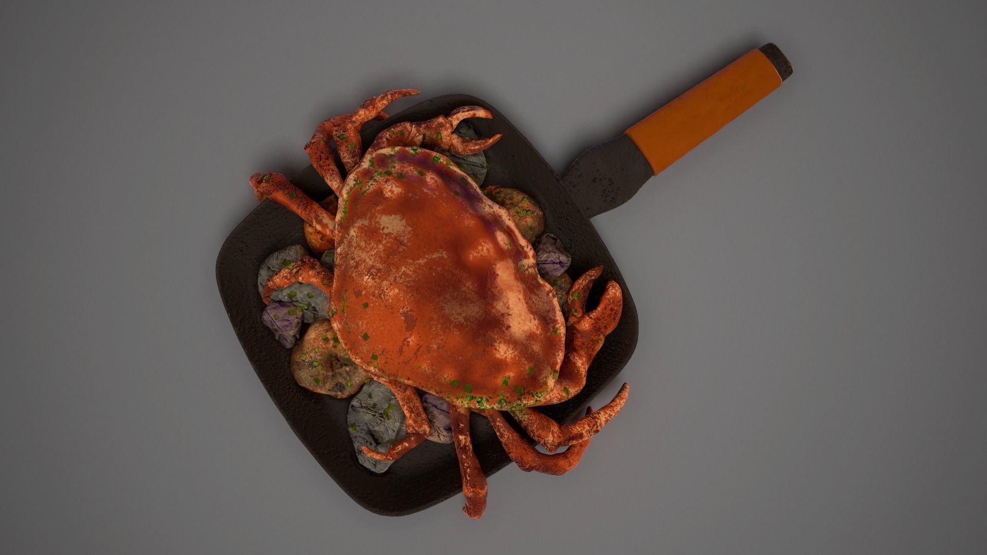 Boiled Crab in a Frying Pan 3D model_3