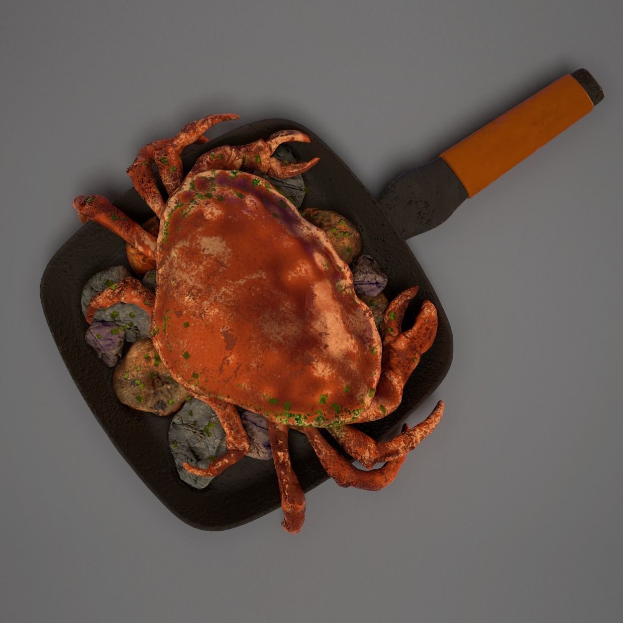 Boiled Crab in a Frying Pan 3D model_7