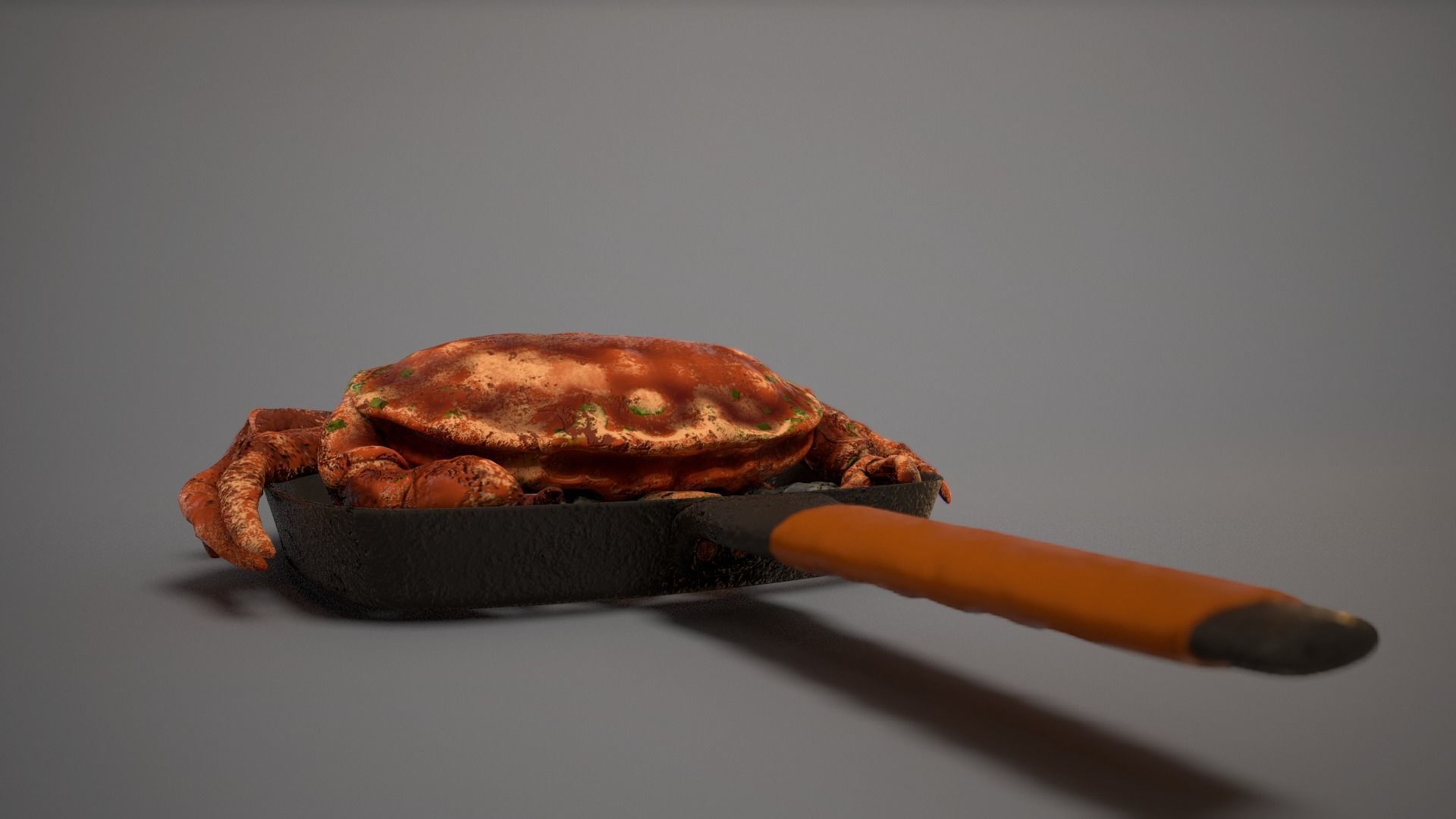 Boiled Crab in a Frying Pan 3D model_4