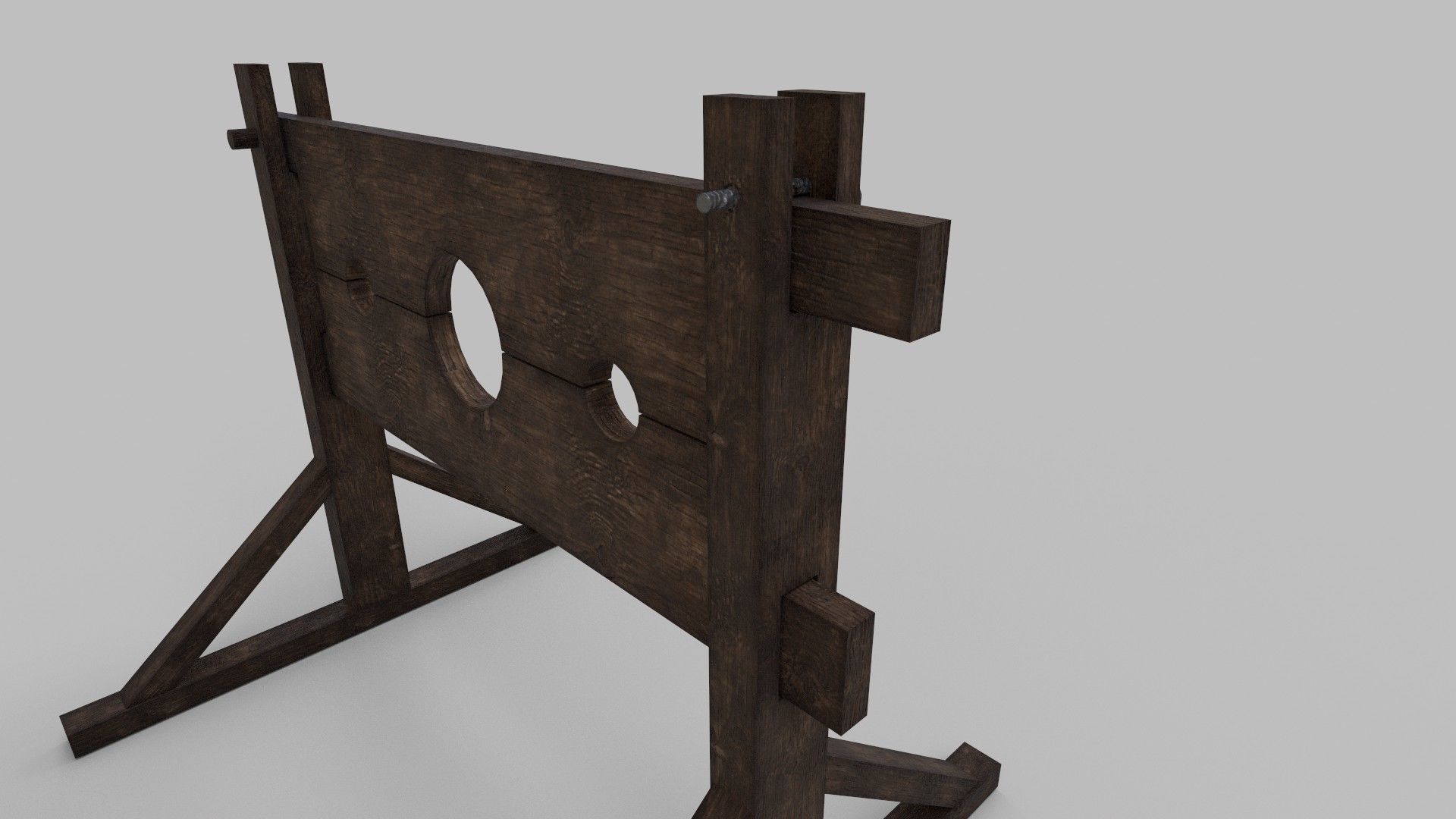Medieval Pillory Low-poly 3D model_1