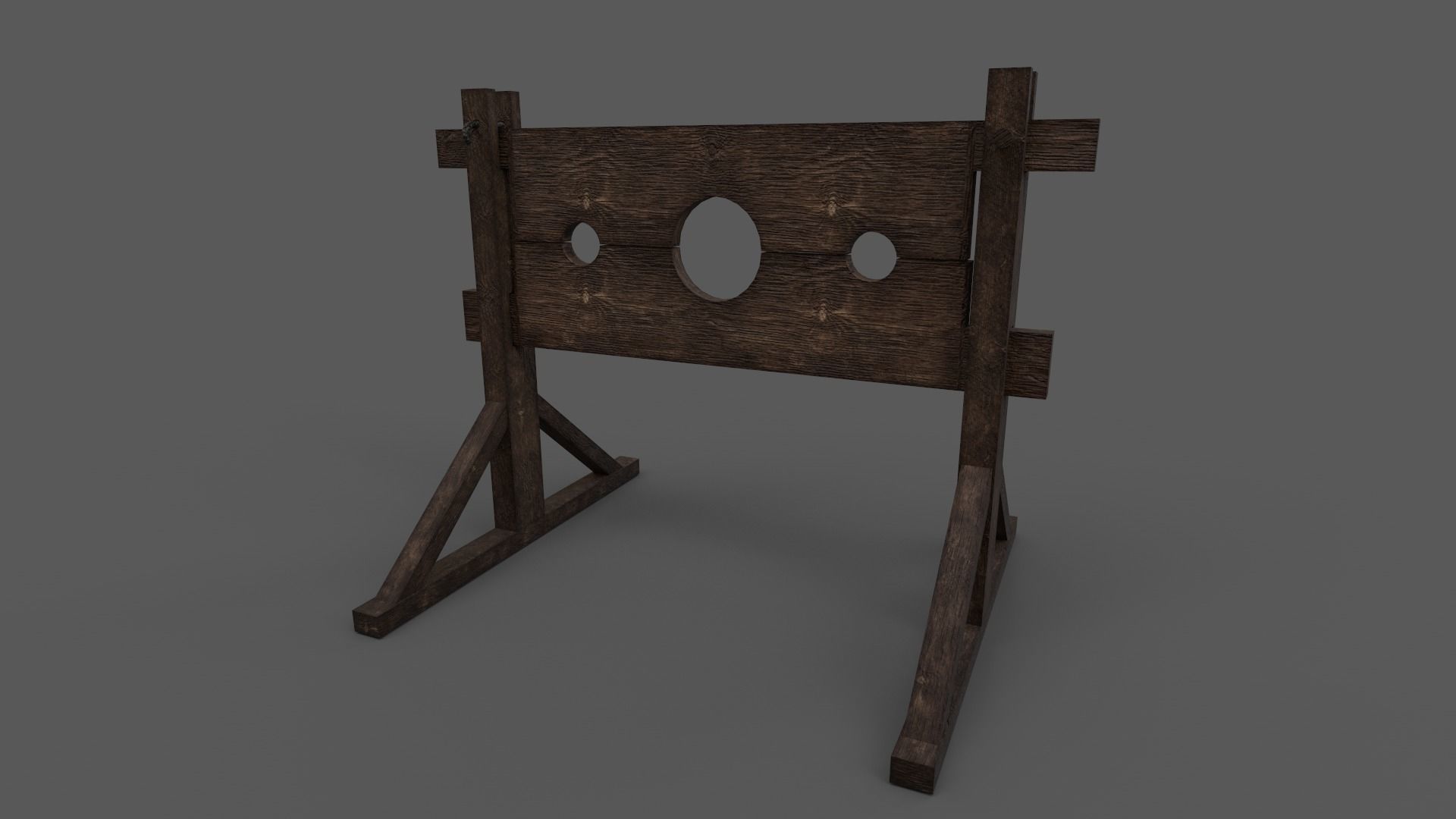 Medieval Pillory Low-poly 3D model_3