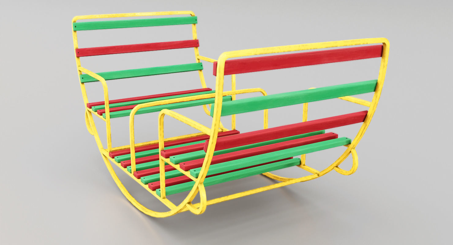 Childrens Swing Round Low-poly 3D model_3