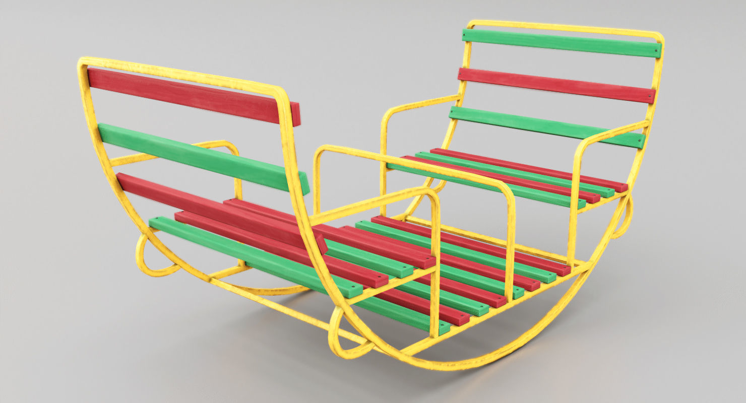 Childrens Swing Round Low-poly 3D model_7