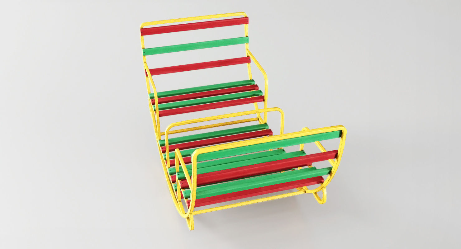 Childrens Swing Round Low-poly 3D model_5