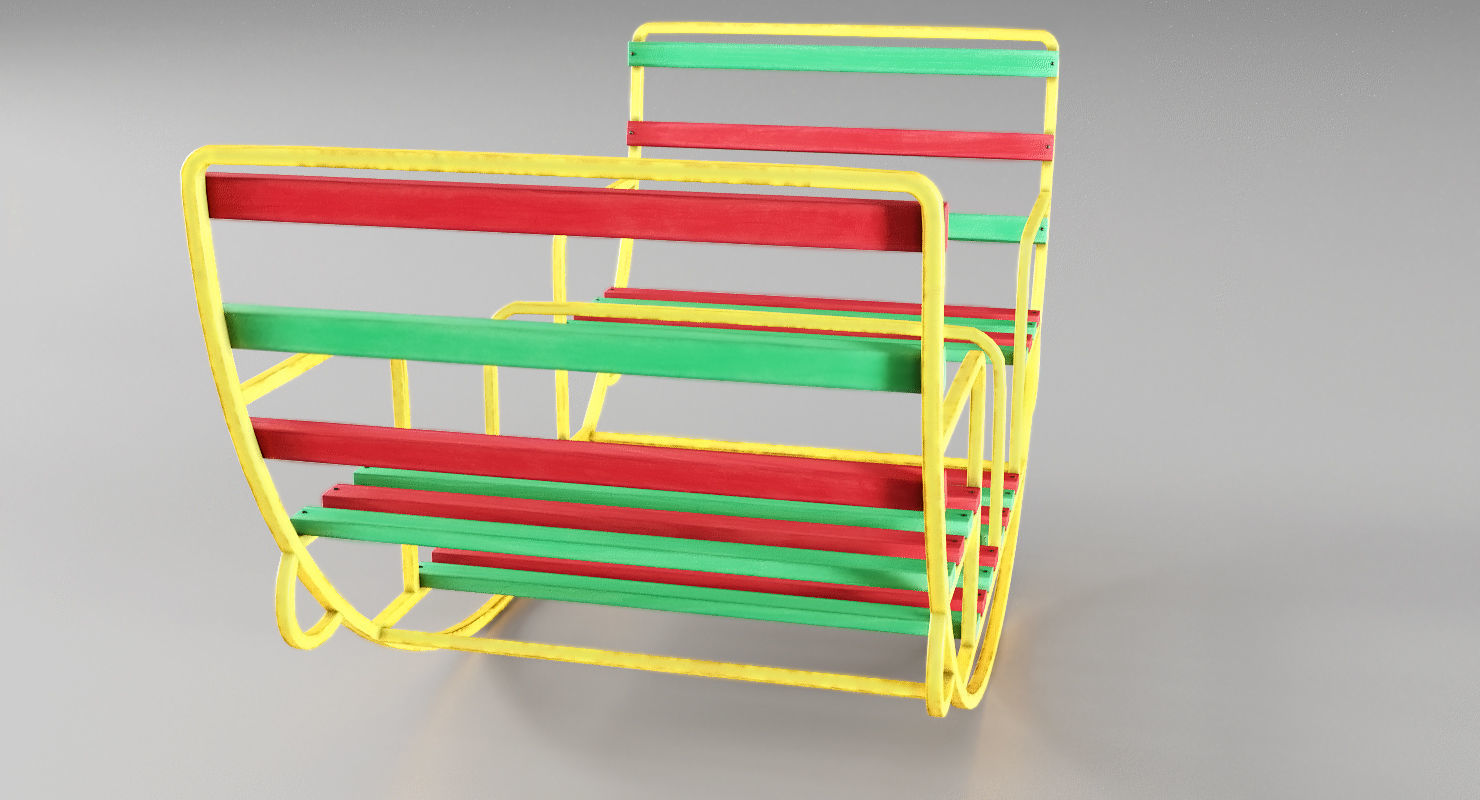 Childrens Swing Round Low-poly 3D model_6