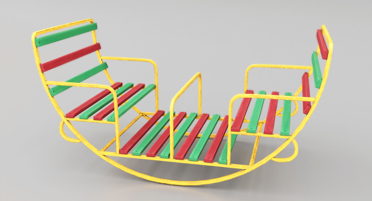 Childrens Swing Round Low-poly 3D model_2