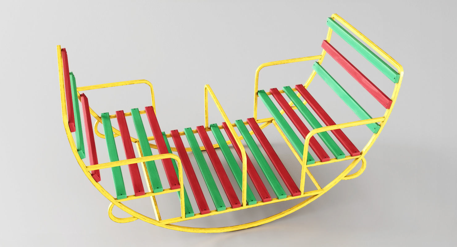 Childrens Swing Round Low-poly 3D model_4