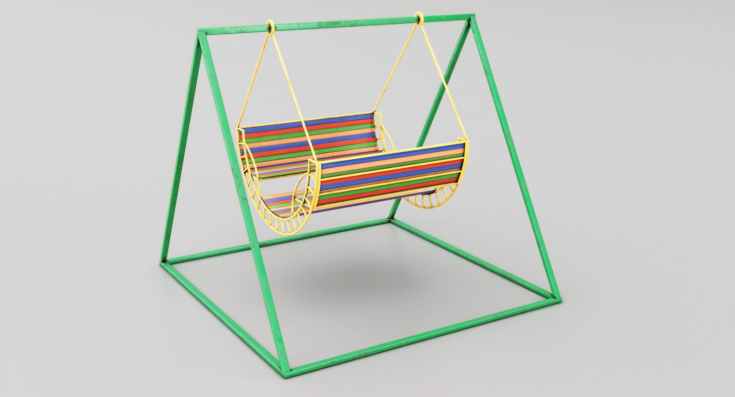 Childrens Swing Symmetry Low-poly 3D model_3
