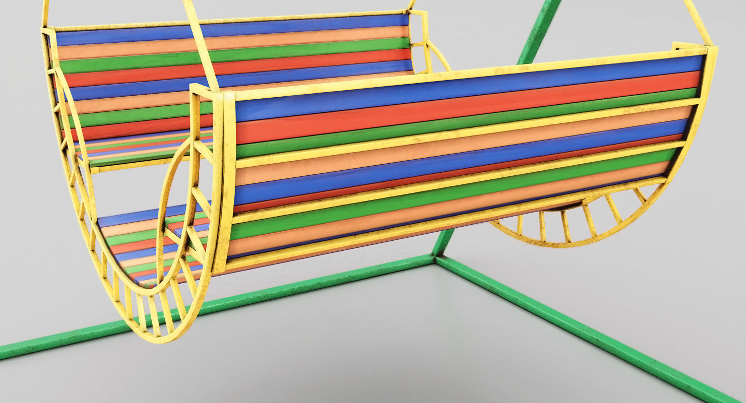 Childrens Swing Symmetry Low-poly 3D model_7
