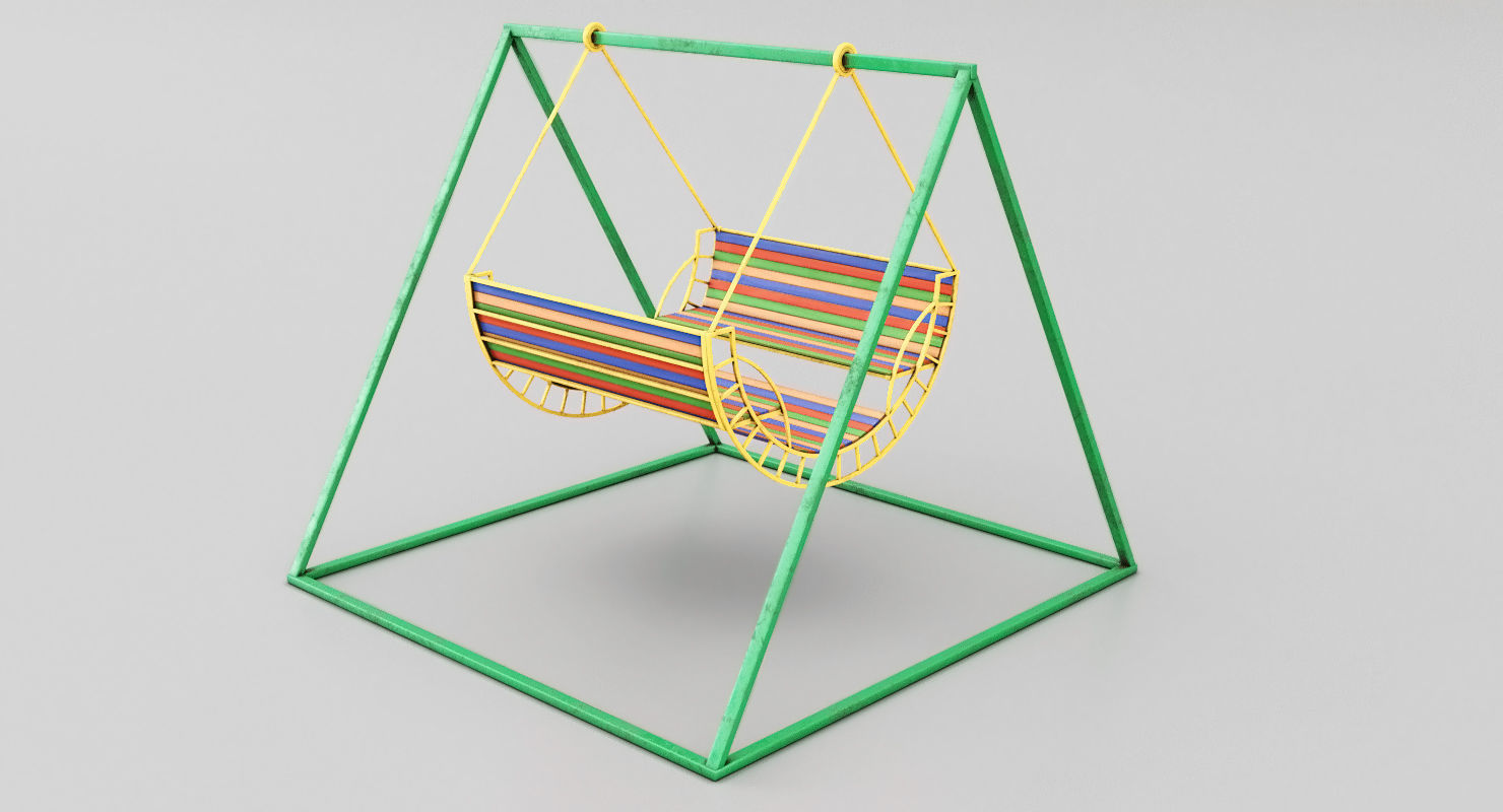 Childrens Swing Symmetry Low-poly 3D model_4