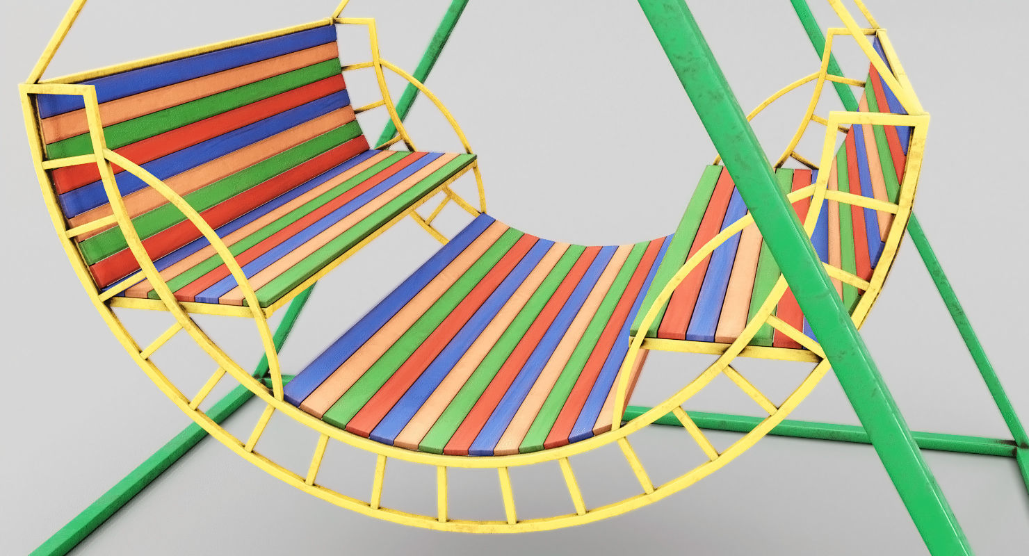 Childrens Swing Symmetry Low-poly 3D model_6