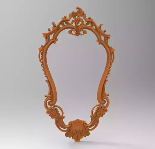 Carved CNC 3D print model of mirror frame