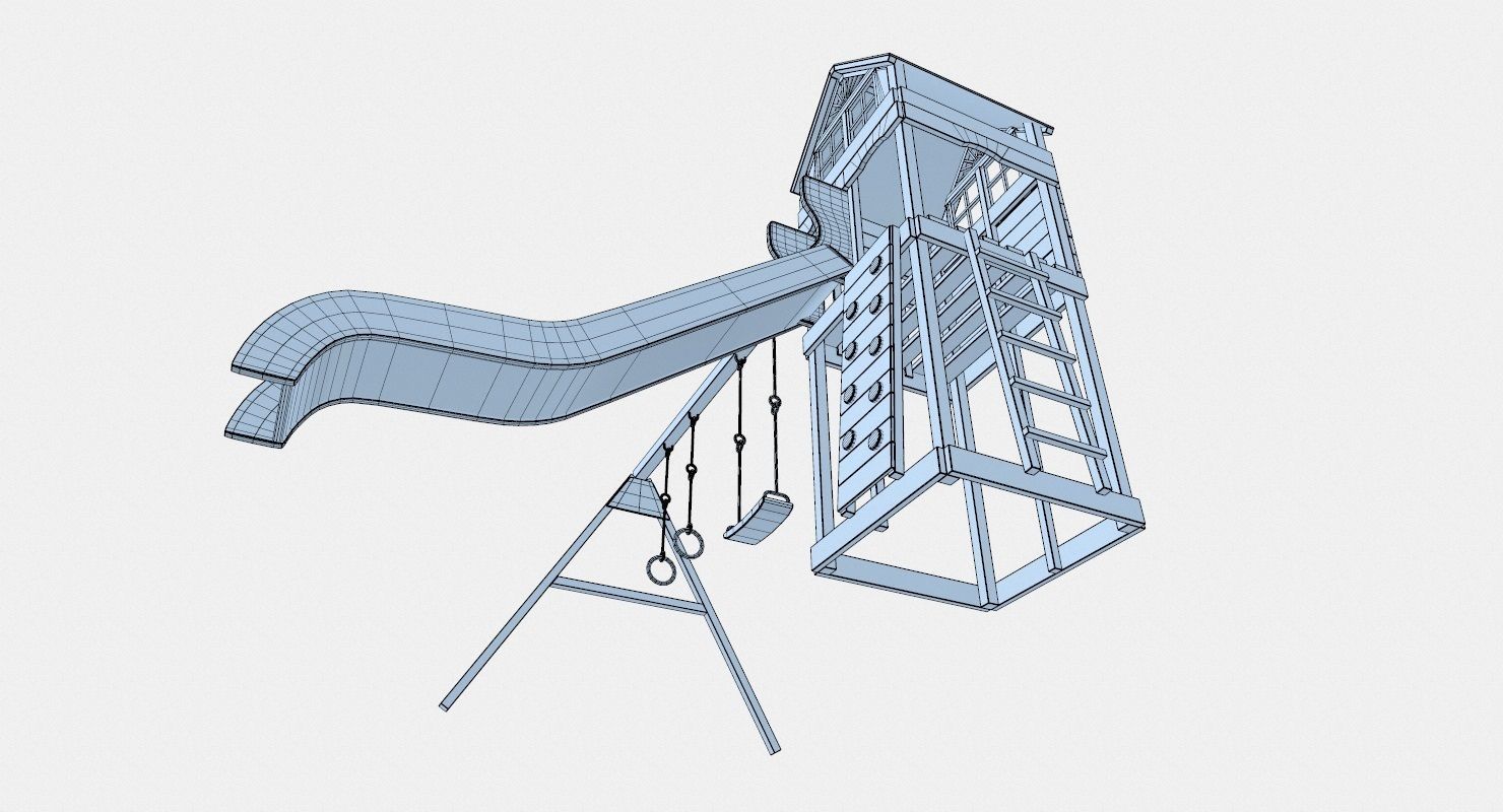 Cheerful green slides Low-poly 3D model_11