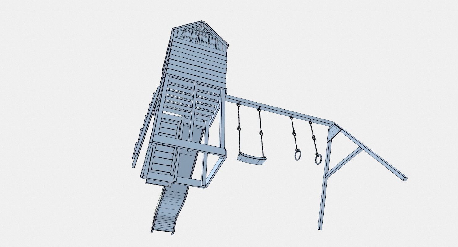 Cheerful green slides Low-poly 3D model_10