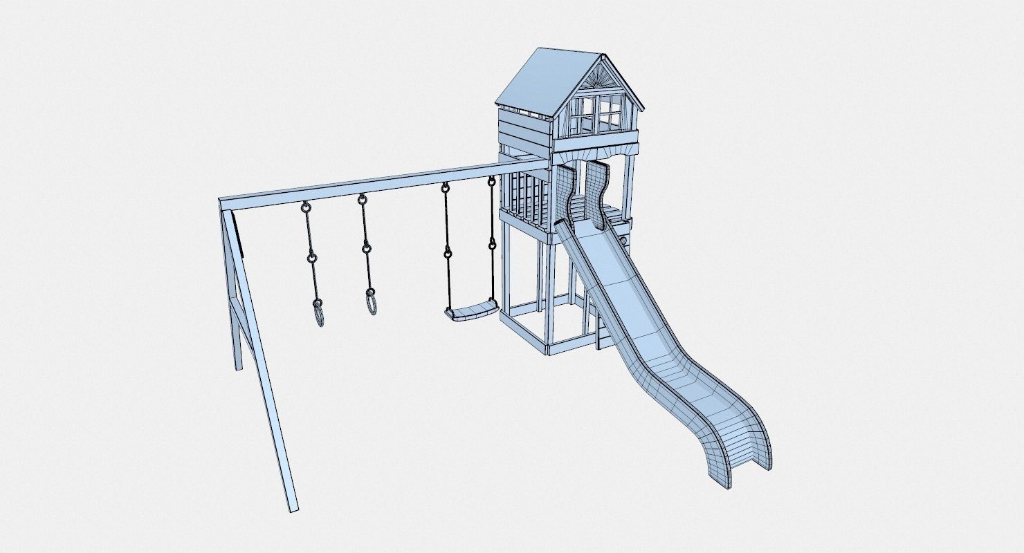 Cheerful green slides Low-poly 3D model_8