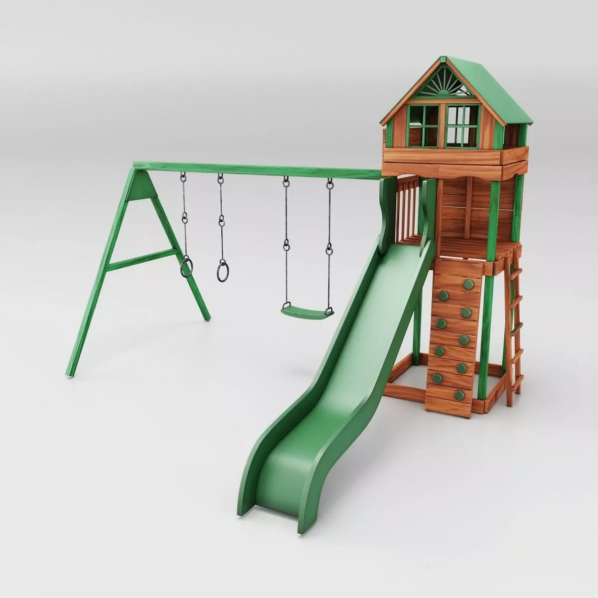 Cheerful green slides Low-poly 3D model_0