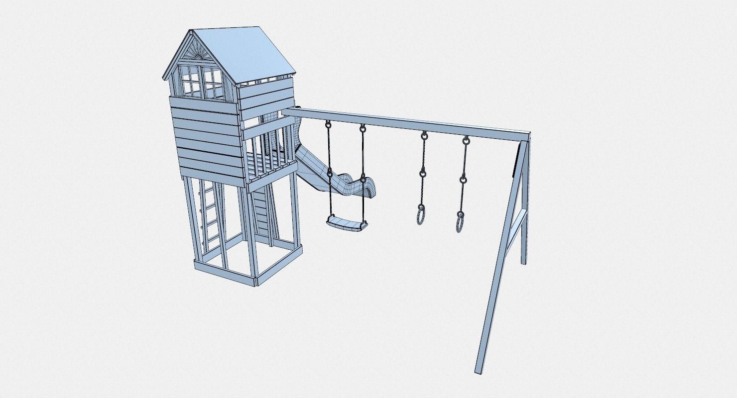 Cheerful green slides Low-poly 3D model_9