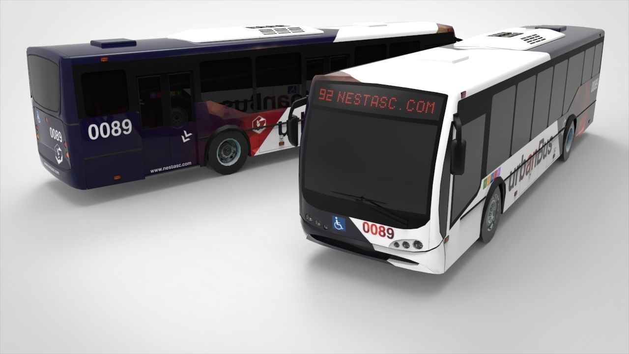 Urban Bus Low-poly 3D model_12