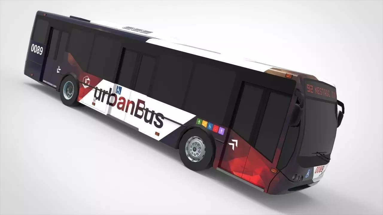 Urban Bus Low-poly 3D model_0