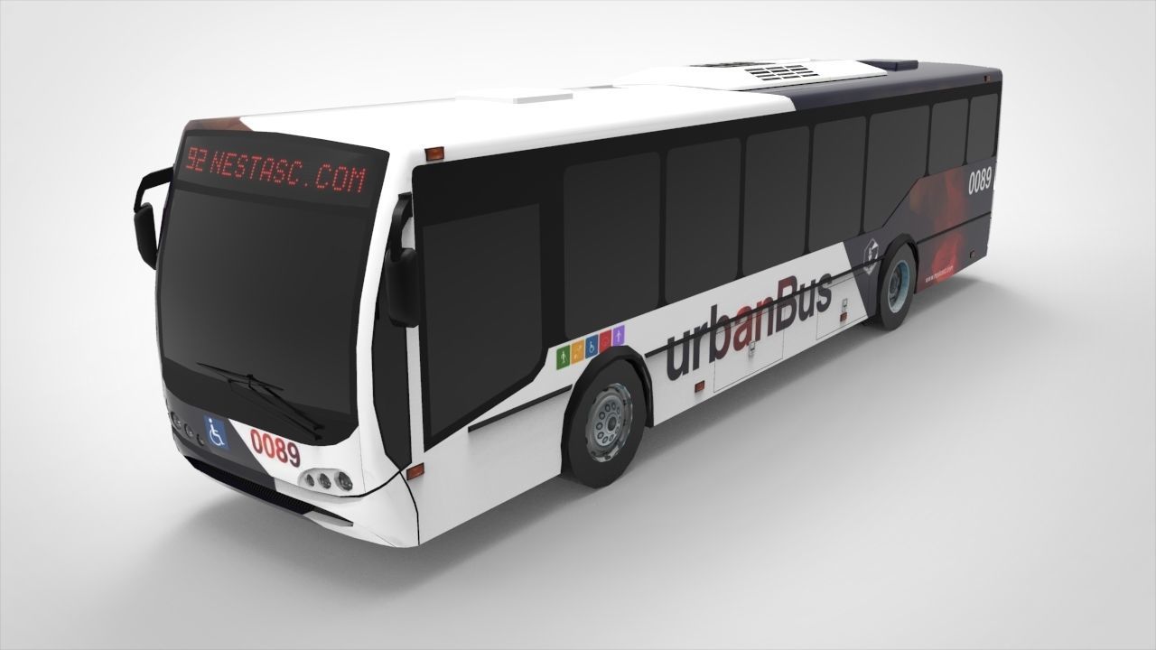 Urban Bus Low-poly 3D model_9