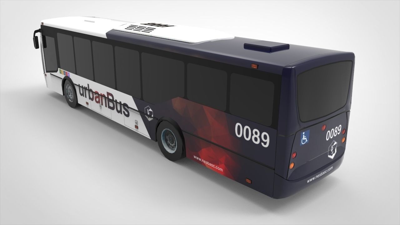 Urban Bus Low-poly 3D model_13