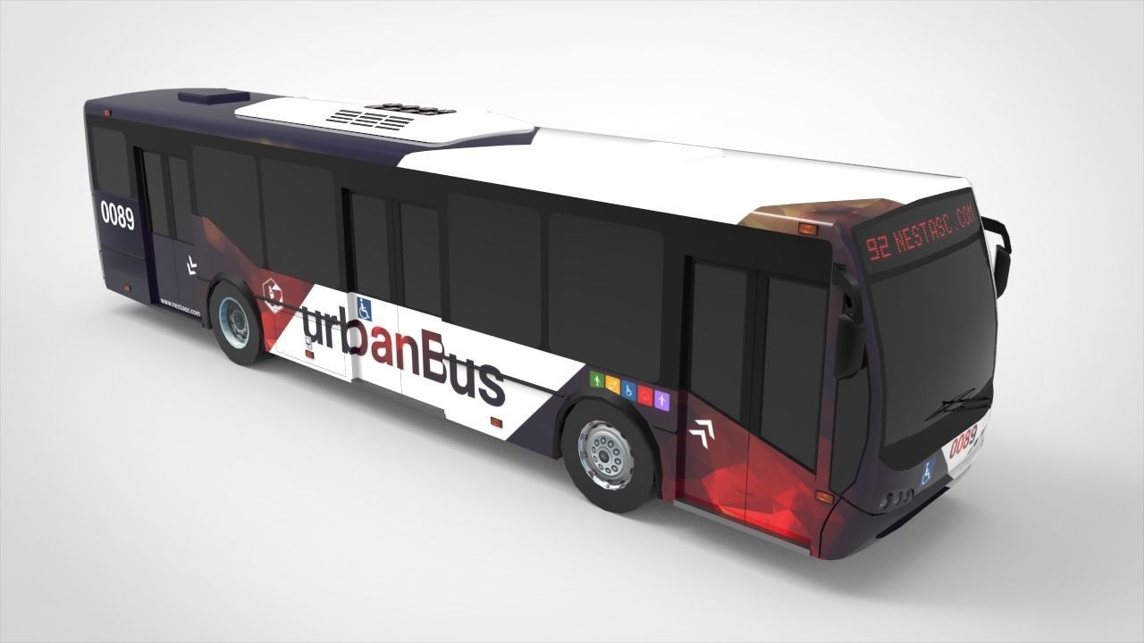 Urban Bus Low-poly 3D model_10
