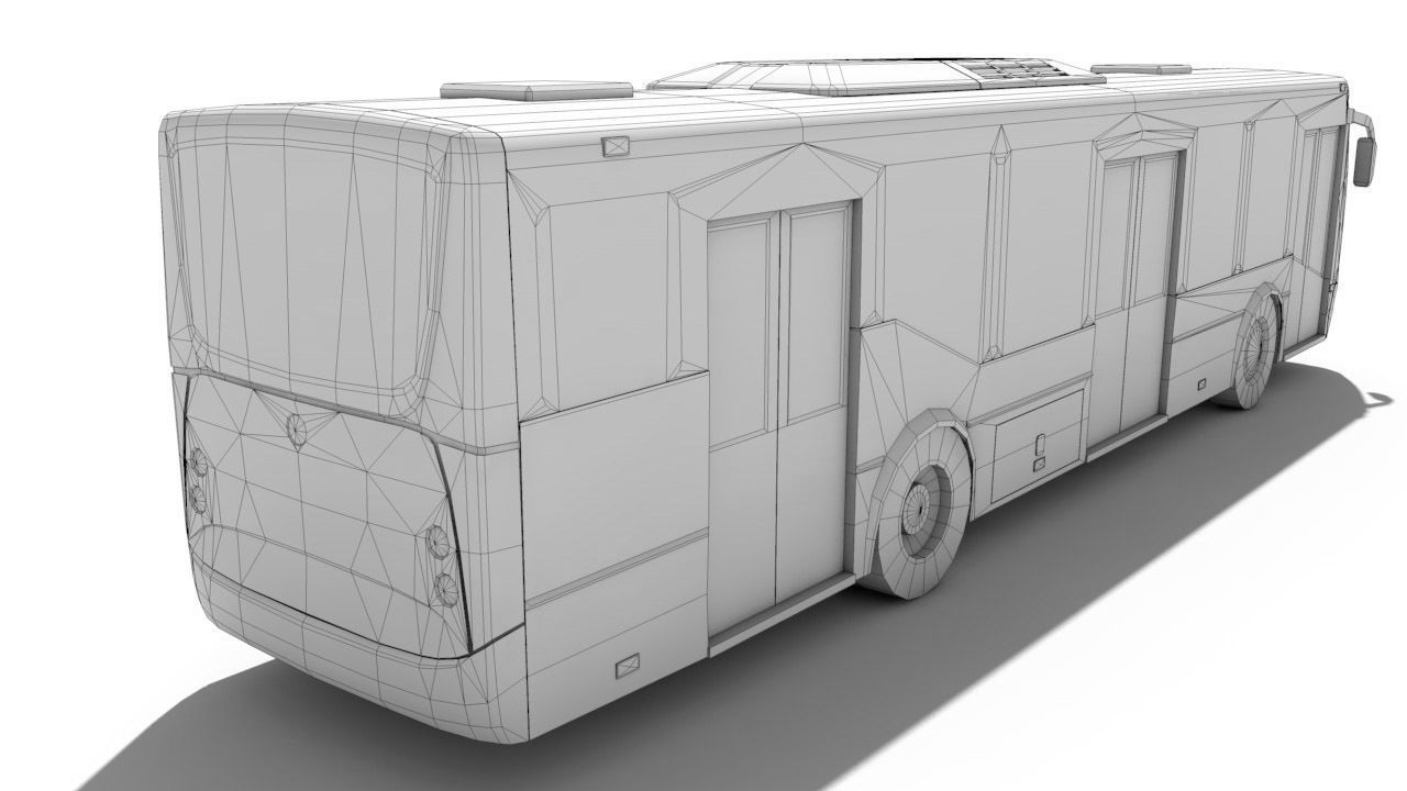 Urban Bus Low-poly 3D model_1