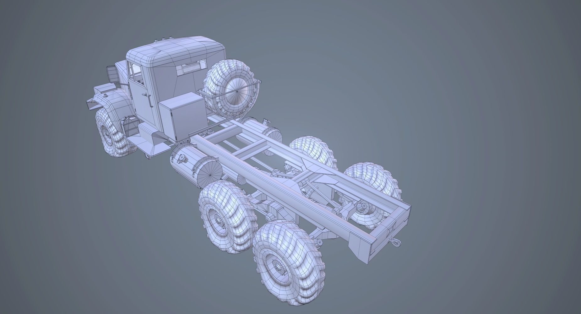 Low Poly Kraz 255 Flatbed Rusted Low-poly 3D model_17