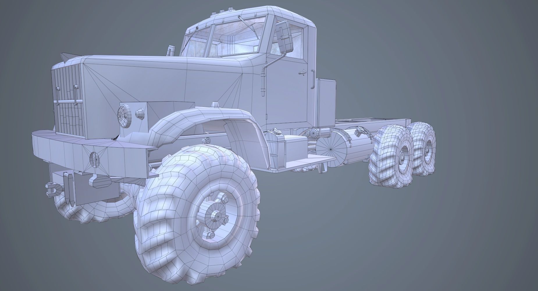 Low Poly Kraz 255 Flatbed Rusted Low-poly 3D model_13