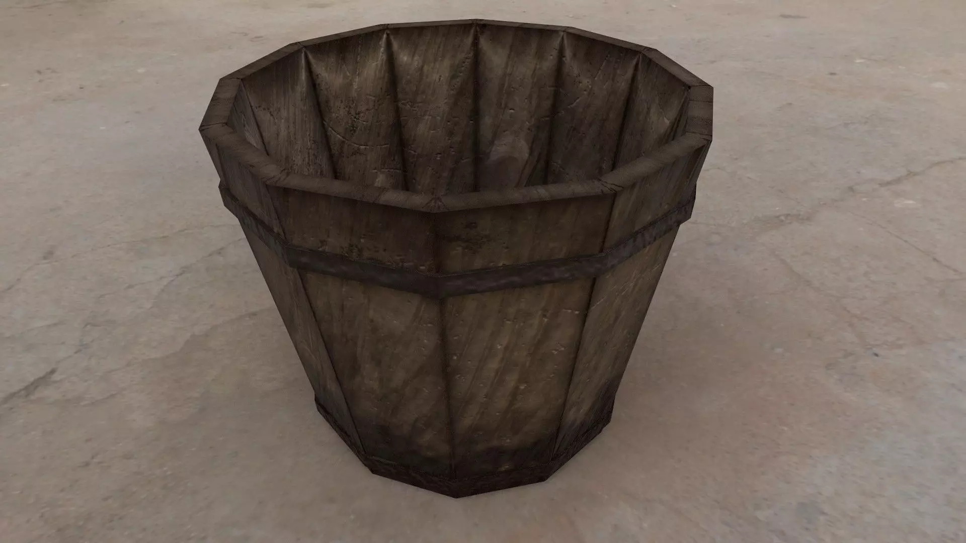 Medieval wooden Bucket Low-poly 3D model_0