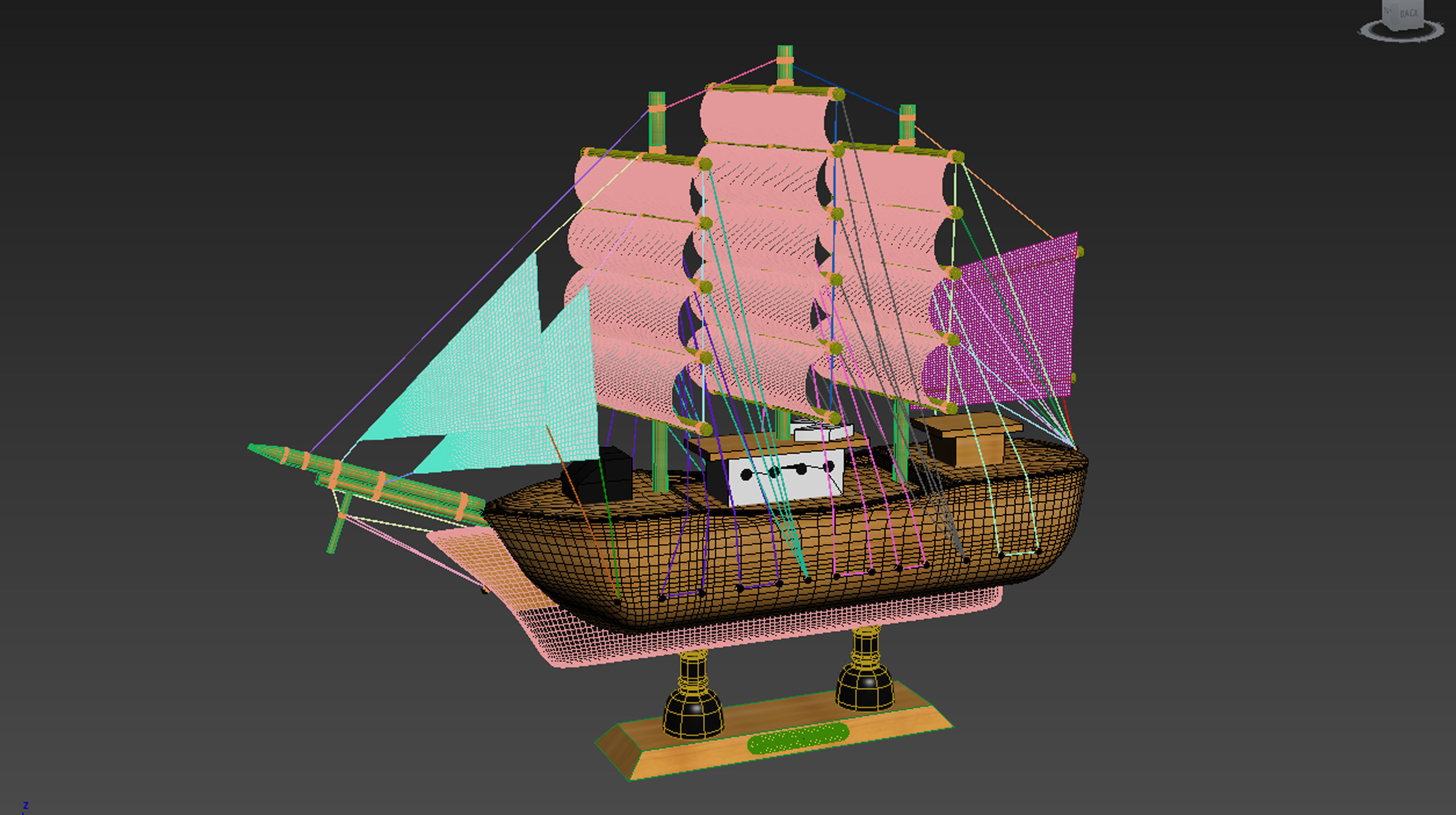 Ship model wooden sailing 3D model_6