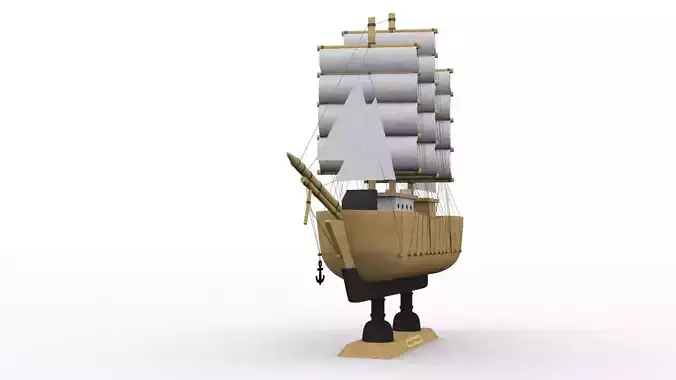 Ship model wooden sailing 3D model