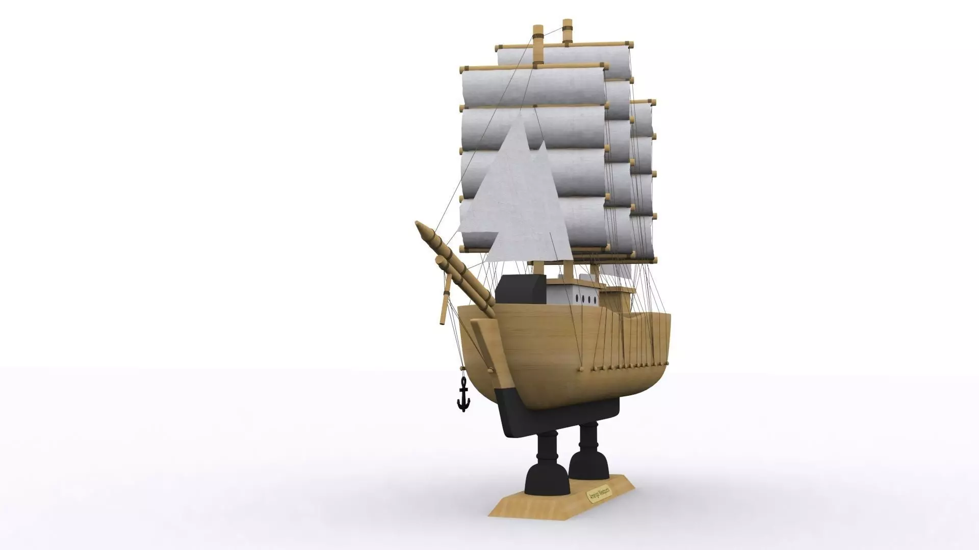 Ship model wooden sailing 3D model_0
