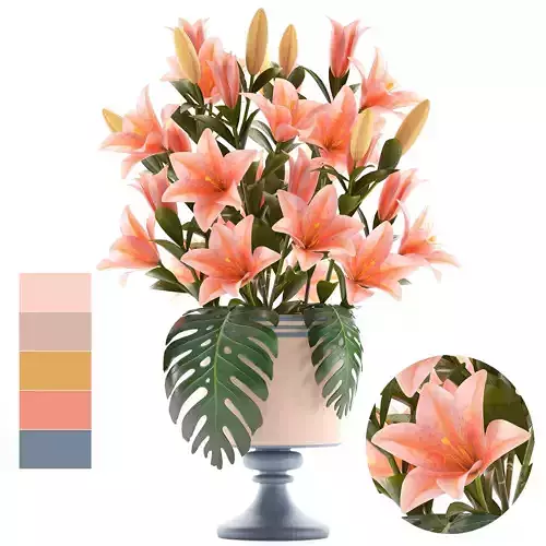 bouquet of pink lilies 3D model