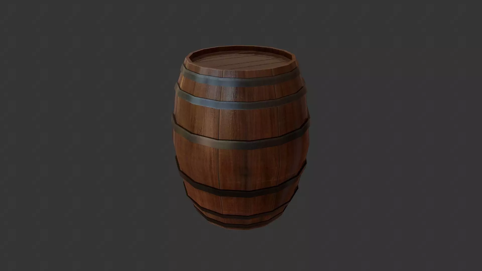 Wooden Barrel PBR Low-poly 3D model_0