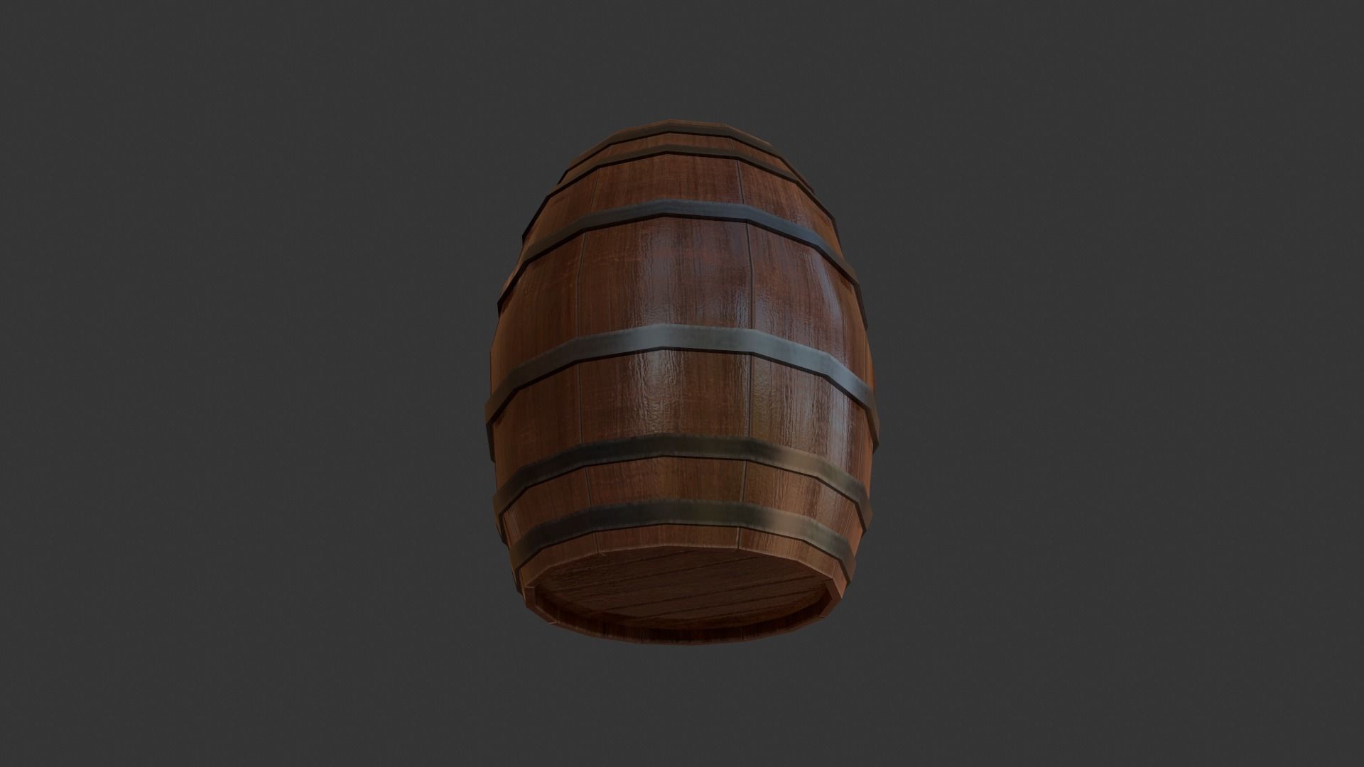 Wooden Barrel PBR Low-poly 3D model_1