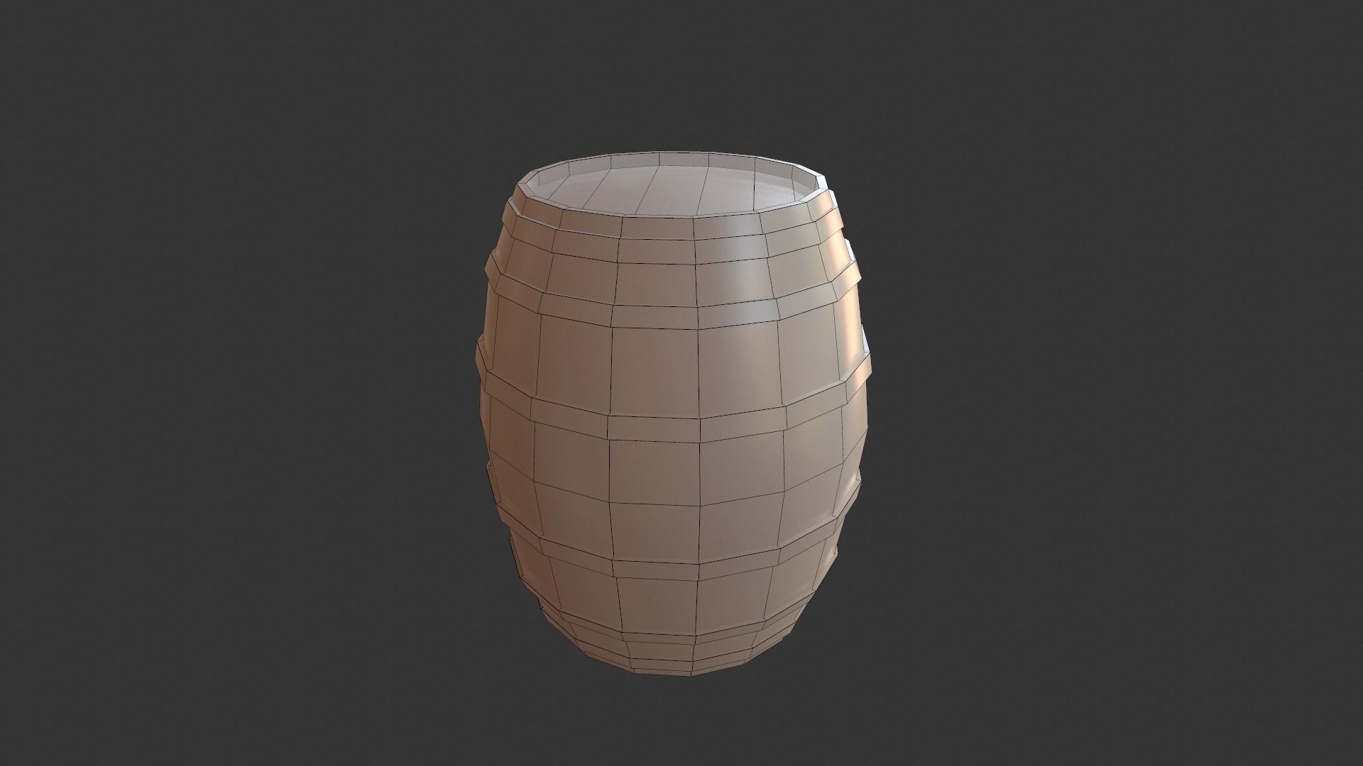 Wooden Barrel PBR Low-poly 3D model_3